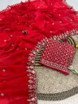 LUXURY SPACE SILK BEADS WORK SAREE WITH UNSTITCHED BLOUSE PARTY WEAR WHOLESALE PRICE ETHNIC GARMENT (12)