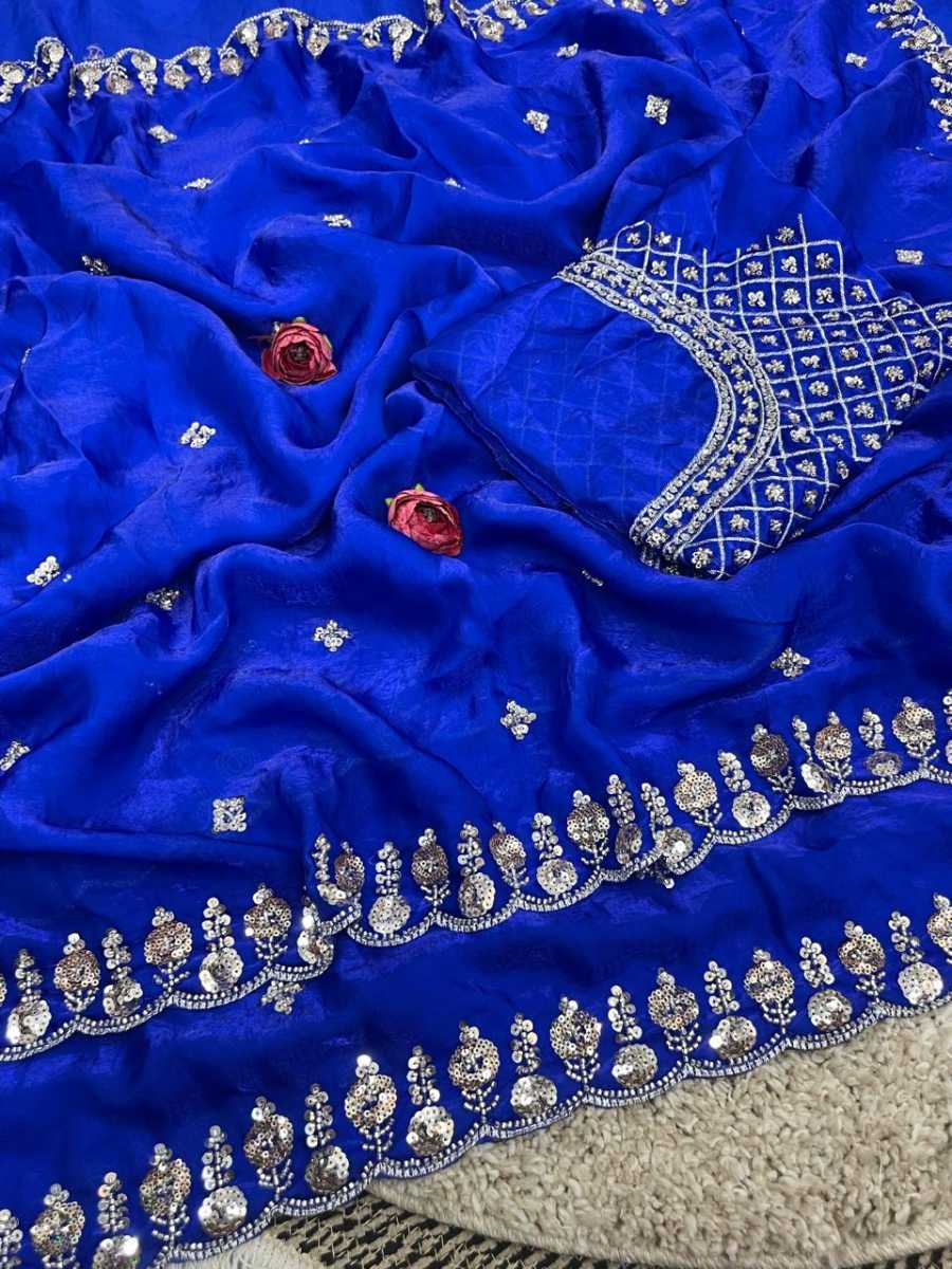 LUXURY SPACE SILK BEADS WORK SAREE WITH UNSTITCHED BLOUSE PARTY WEAR WHOLESALE PRICE ETHNIC GARMENT (18)