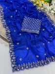 LUXURY SPACE SILK BEADS WORK SAREE WITH UNSTITCHED BLOUSE PARTY WEAR WHOLESALE PRICE ETHNIC GARMENT (2)