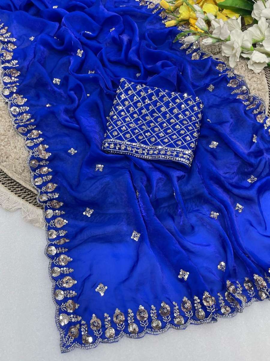 LUXURY SPACE SILK BEADS WORK SAREE WITH UNSTITCHED BLOUSE PARTY WEAR WHOLESALE PRICE ETHNIC GARMENT (21)