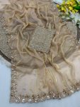 LUXURY SPACE SILK BEADS WORK SAREE WITH UNSTITCHED BLOUSE PARTY WEAR WHOLESALE PRICE ETHNIC GARMENT (5)