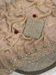 LUXURY SPACE SILK BEADS WORK SAREE WITH UNSTITCHED BLOUSE PARTY WEAR WHOLESALE PRICE ETHNIC GARMENT (5)