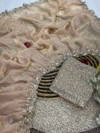 LUXURY SPACE SILK BEADS WORK SAREE WITH UNSTITCHED BLOUSE PARTY WEAR WHOLESALE PRICE ETHNIC GARMENT (5)