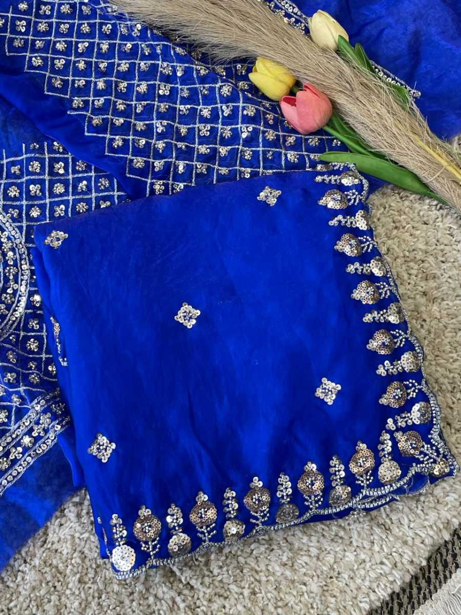 LUXURY SPACE SILK BEADS WORK SAREE WITH UNSTITCHED BLOUSE PARTY WEAR WHOLESALE PRICE ETHNIC GARMENT (7)
