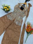 LUXURY VISCOSE CHINON SEQUENCE COADING EMBROIDERY WORK TOP PALAZZO WITH DUPATTA PARTY WEAR WHOLESALE PRICE ETHNIC GARMENT (6)