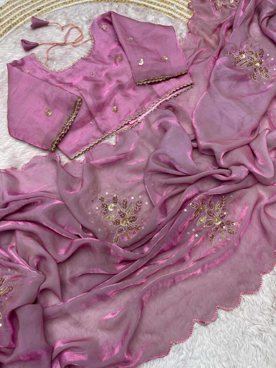 MODERN FANDY SATTIN KHATLI CUT DENA HANDWORK SAREE WITH STITCHED BLOUSE PARTY WEAR WHOLESALE PRICE ETHNIC GARMENT (6)