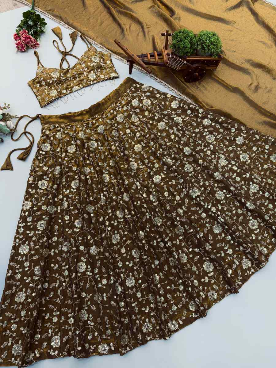MODERN FANDY SILK EMBROIDERY SEQUENCE LEHENGA CHOLI WITH DUPATTA PARTY WEAR WHOLESALE PRICE ETHNIC GARMENT (7)