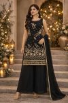 MODERN FOX GEORGETTE EMBROIDERY SEQUENCE WORK TOP PALAZZO WITH DUPATTA FESTIVAL WEAR WHOLESALE PRICE ETHNIC GARMENT (3)