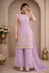 MODERN GEORGETTE EMBROIDERY SEQUENCE WORK TOP PALAZZO WITH DUPATTA LAVENDER