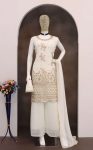 MODERN GEORGETTE EMBROIDERY SEQUENCE WORK TOP PALAZZO WITH DUPATTA WHITE