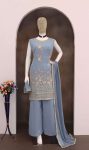 MODERN FOX GEORGETTE EMBROIDERY SEQUENCE WORK TOP PALAZZO WITH DUPATTA FESTIVAL WEAR WHOLESALE PRICE ETHNIC GARMENT (2)