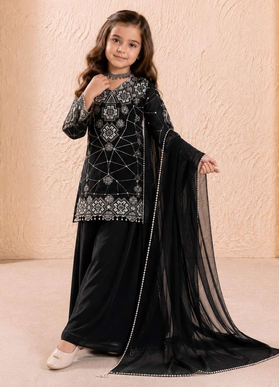 MODERN GEORGETTE EMBROIDERY SEQUENCE WORK KID'S TOP PALAZZO WITH DUPATTA CASUAL WEAR WHOLESALE PRICE ETHNIC GARMENT (6)