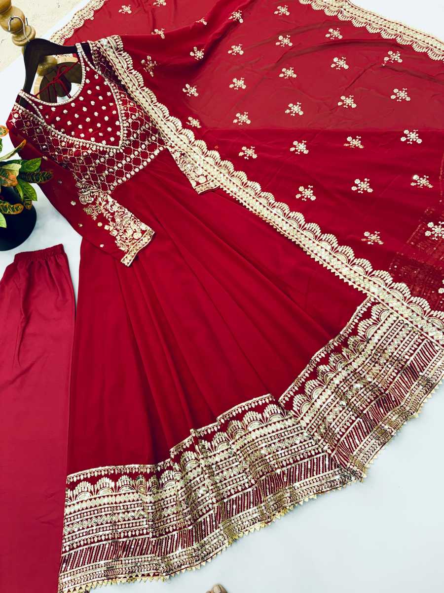 MODERN GEORGETTE EMBROIDERY WITH SEQUENCE WORK GOWN BOTTOM WITH DUPATTA PARTY WEAR WHOLESALE PRICE ETHNIC GARMENT (16)