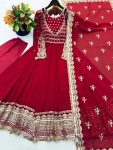 MODERN GEORGETTE EMBROIDERY WITH SEQUENCE WORK GOWN BOTTOM WITH DUPATTA PARTY WEAR WHOLESALE PRICE ETHNIC GARMENT (11)