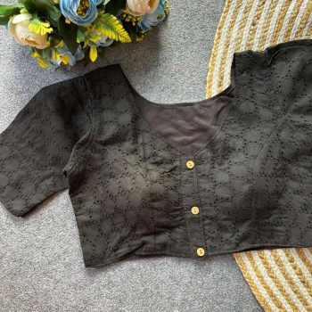 MODERN HAKOBA COTTON  READY TO WEAR BLOUSE BLACK