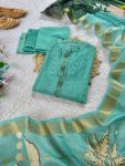MODERN JACQUARD COTTON SOFT CHANDERI HANDWORK THREAD WORK TOP BOTTOM WITH DUPATTA DAILY WEAR WHOLESALE PRICE ETHNIC GARMENT (2)