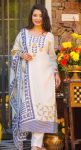 MODERN MUSLIN PRINTED WORK TOP BOTTOM WITH DUPATTA WHITE