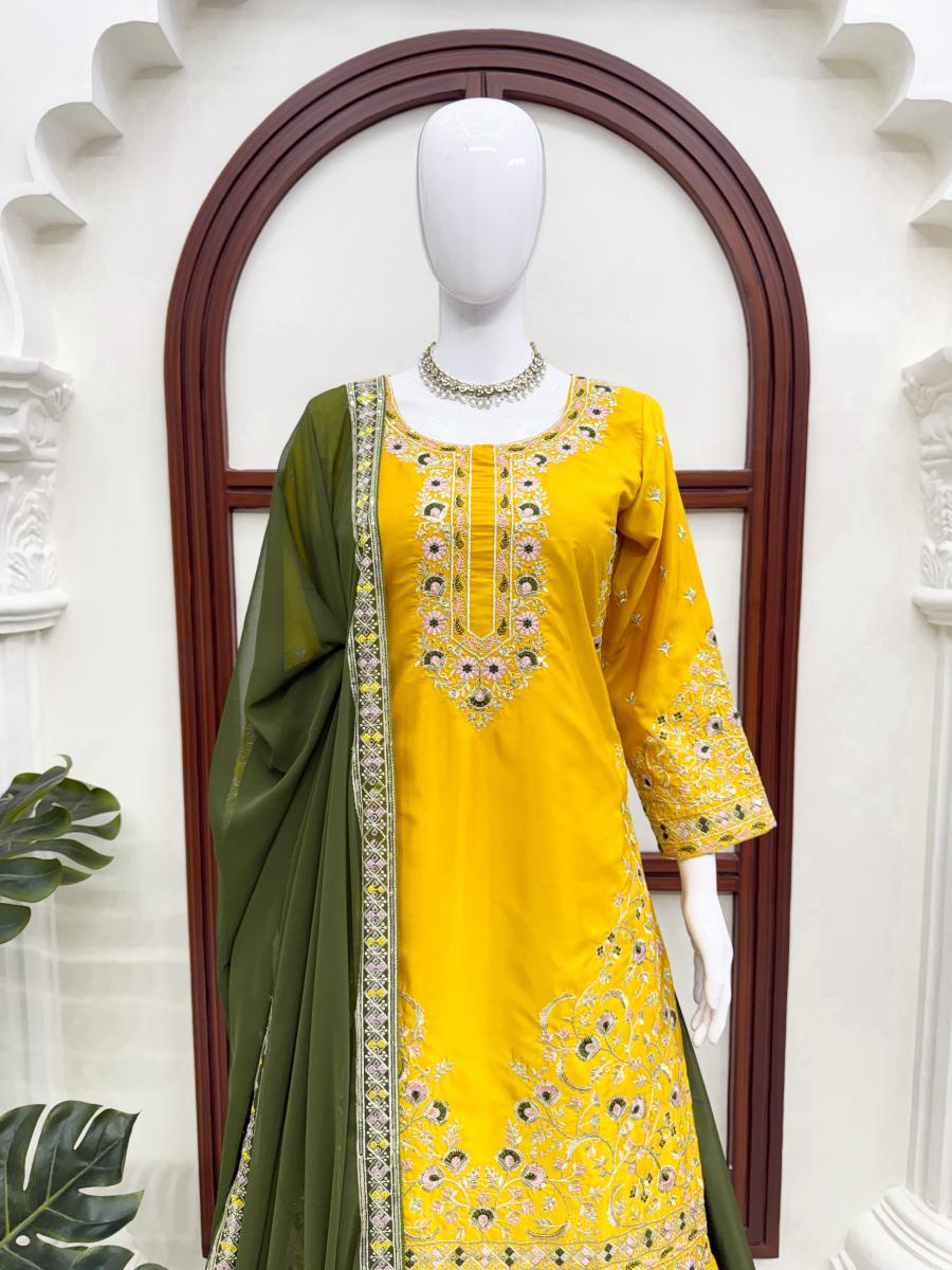 MODERN NATURAL CREPE THREAD & SEQUENCE WORK TOP PALAZZO WITH DUPATTA FESTIVE WEAR WHOLESALE PRICE ETHNIC GARMENT (14)