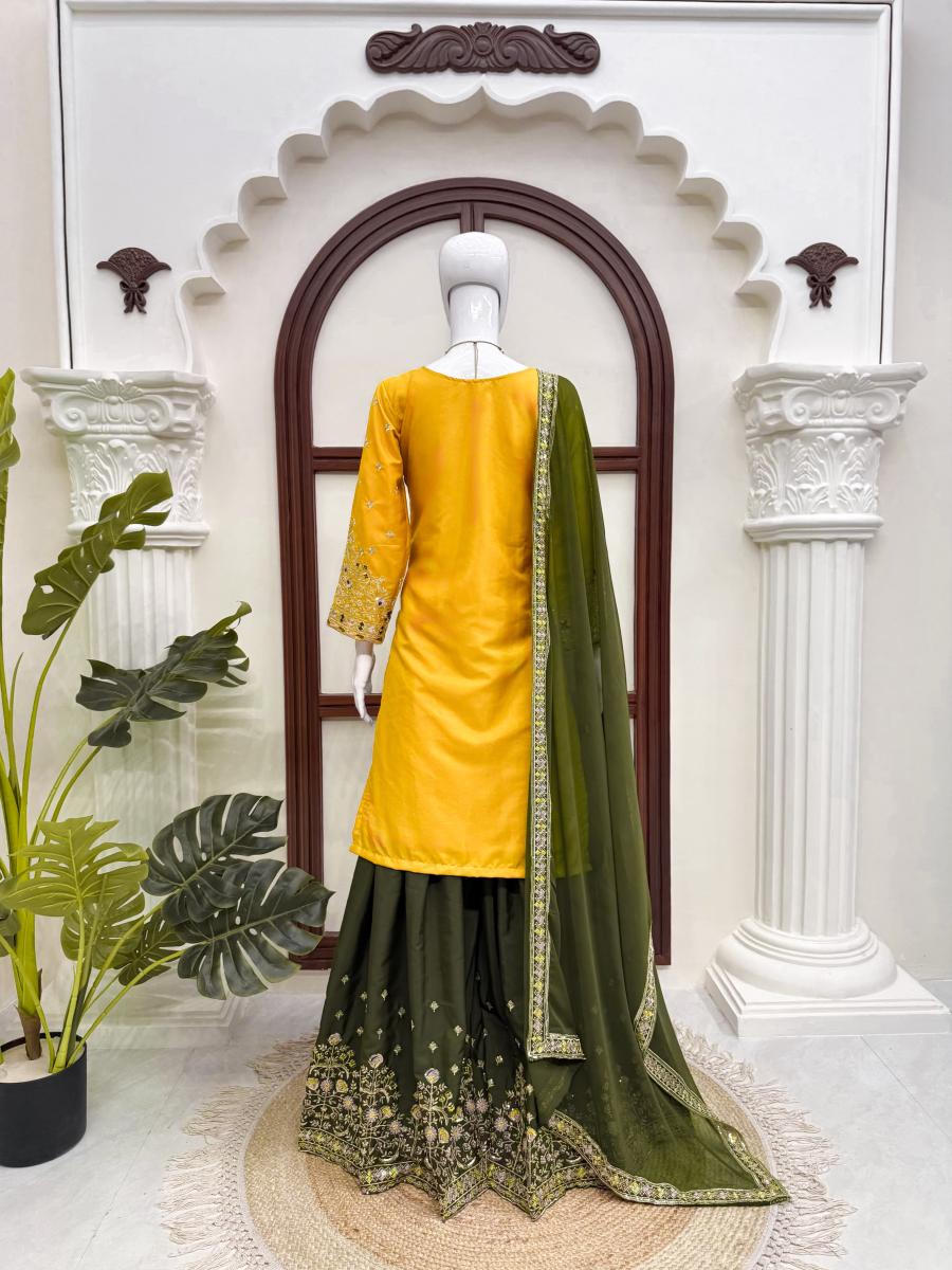 MODERN NATURAL CREPE THREAD & SEQUENCE WORK TOP PALAZZO WITH DUPATTA FESTIVE WEAR WHOLESALE PRICE ETHNIC GARMENT (17)