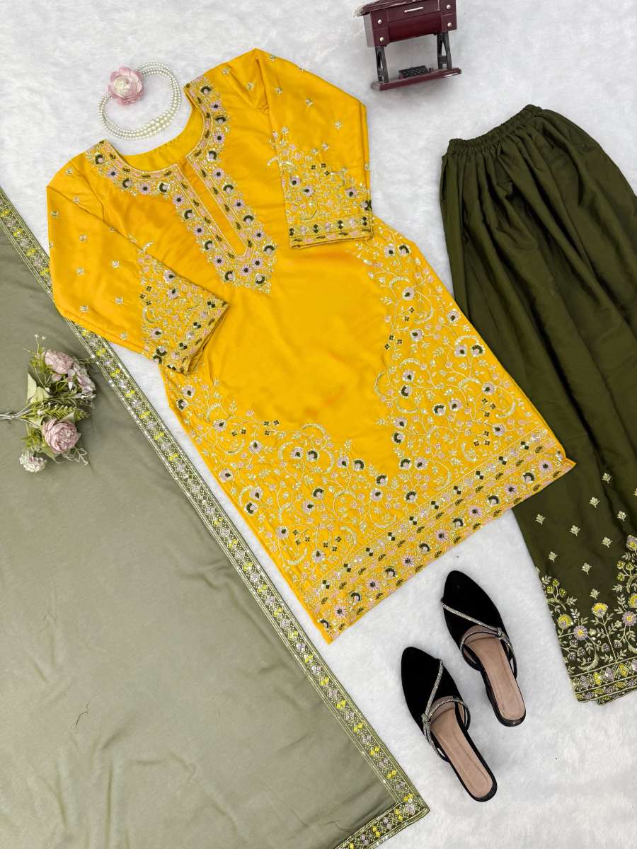 MODERN NATURAL CREPE THREAD & SEQUENCE WORK TOP PALAZZO WITH DUPATTA FESTIVE WEAR WHOLESALE PRICE ETHNIC GARMENT (21)