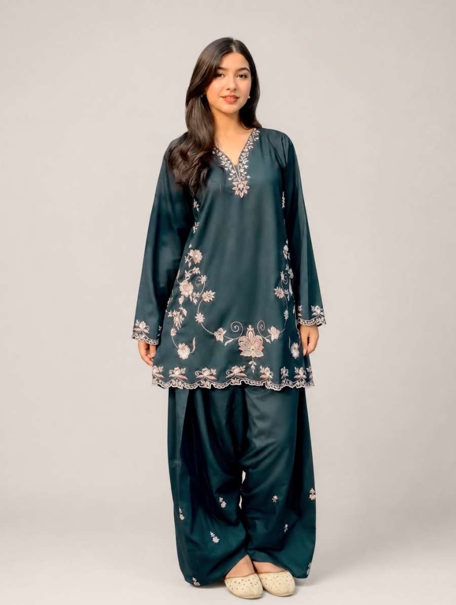 MODERN PREMIUM FRENCH CRAPE THREAD EMBROIDERY WORK CO-ORD SET DAILY WEAR WHOLESALE PRICE ETHNIC GARMENT (3)