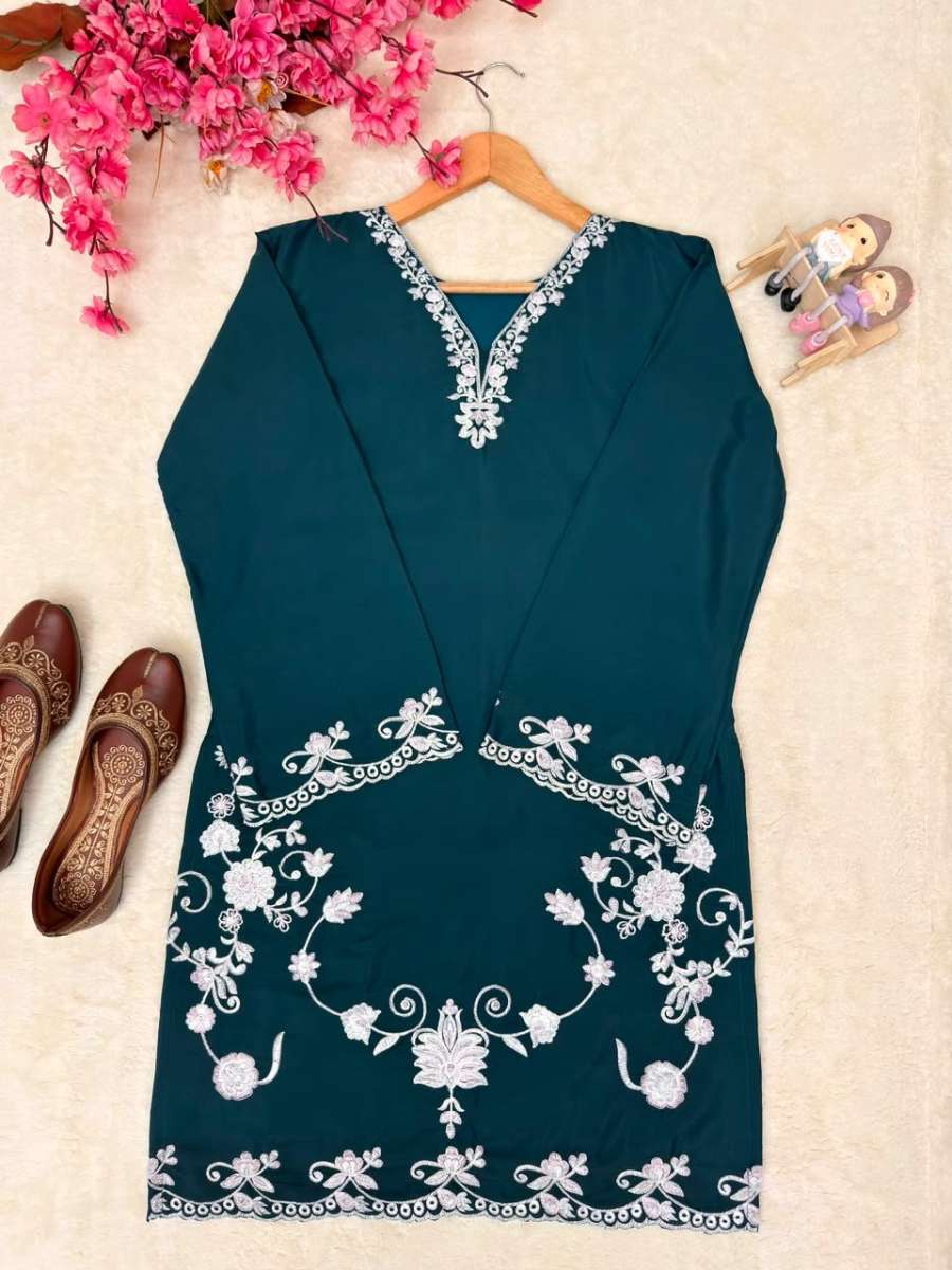 MODERN PREMIUM FRENCH CRAPE THREAD EMBROIDERY WORK CO-ORD SET DAILY WEAR WHOLESALE PRICE ETHNIC GARMENT (6)