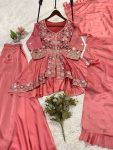 MODERN RANGOLI SILK SEQUENCE EMBROIDERY WORK TOP PALAZZO WITH DUPATTA PARTY WEAR WHOLESALE PRICE ETHNIC GARMENT (7)