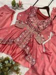MODERN RANGOLI SILK SEQUENCE EMBROIDERY WORK TOP PALAZZO WITH DUPATTA PARTY WEAR WHOLESALE PRICE ETHNIC GARMENT (7)