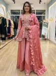 MODERN RANGOLI SILK SEQUENCE EMBROIDERY WORK TOP PALAZZO WITH DUPATTA PARTY WEAR WHOLESALE PRICE ETHNIC GARMENT (7)