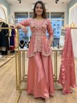 MODERN RANGOLI SILK SEQUENCE EMBROIDERY WORK TOP PALAZZO WITH DUPATTA PARTY WEAR WHOLESALE PRICE ETHNIC GARMENT (7)