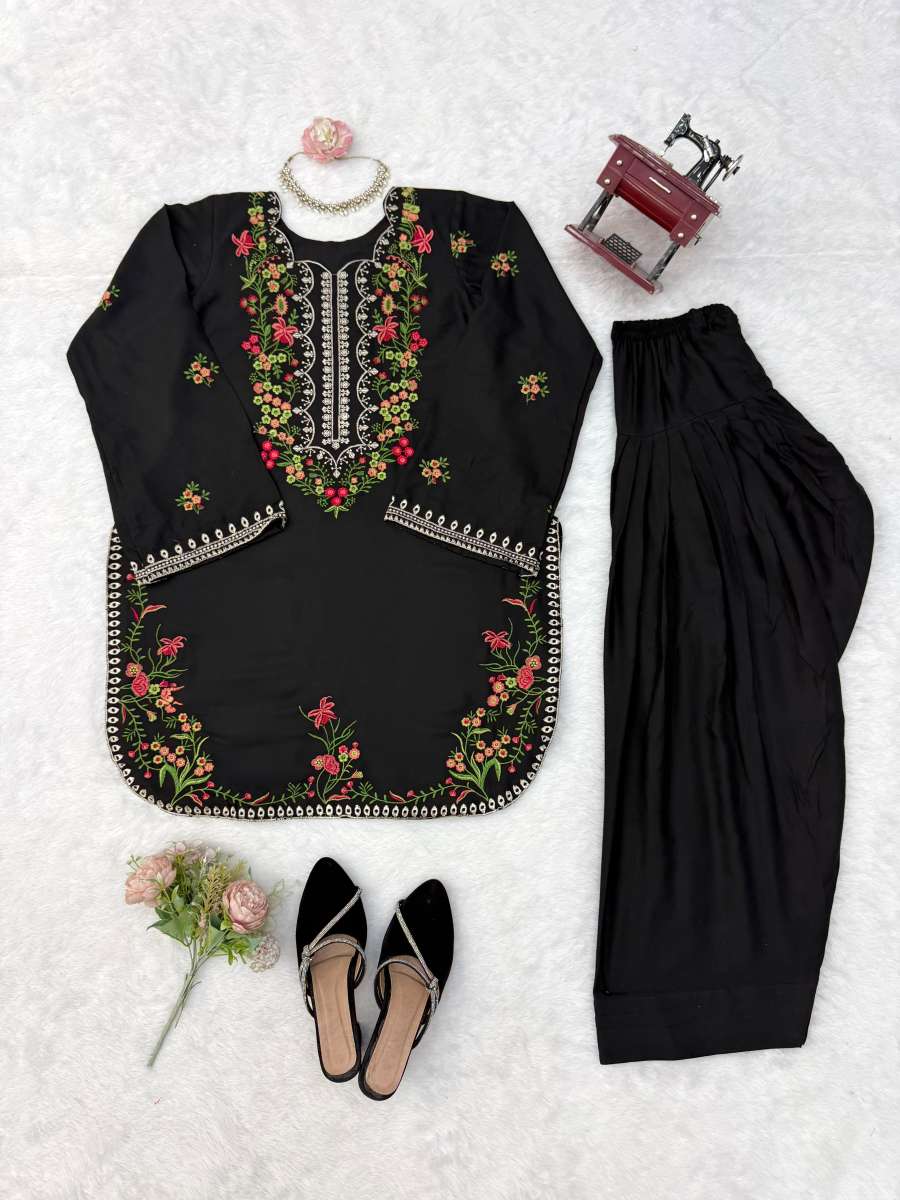 MODERN RAYON THREAD WORK CO-ORD SET OFFICE WEAR WHOLESALE PRICE ETHNIC GARMENT (14)