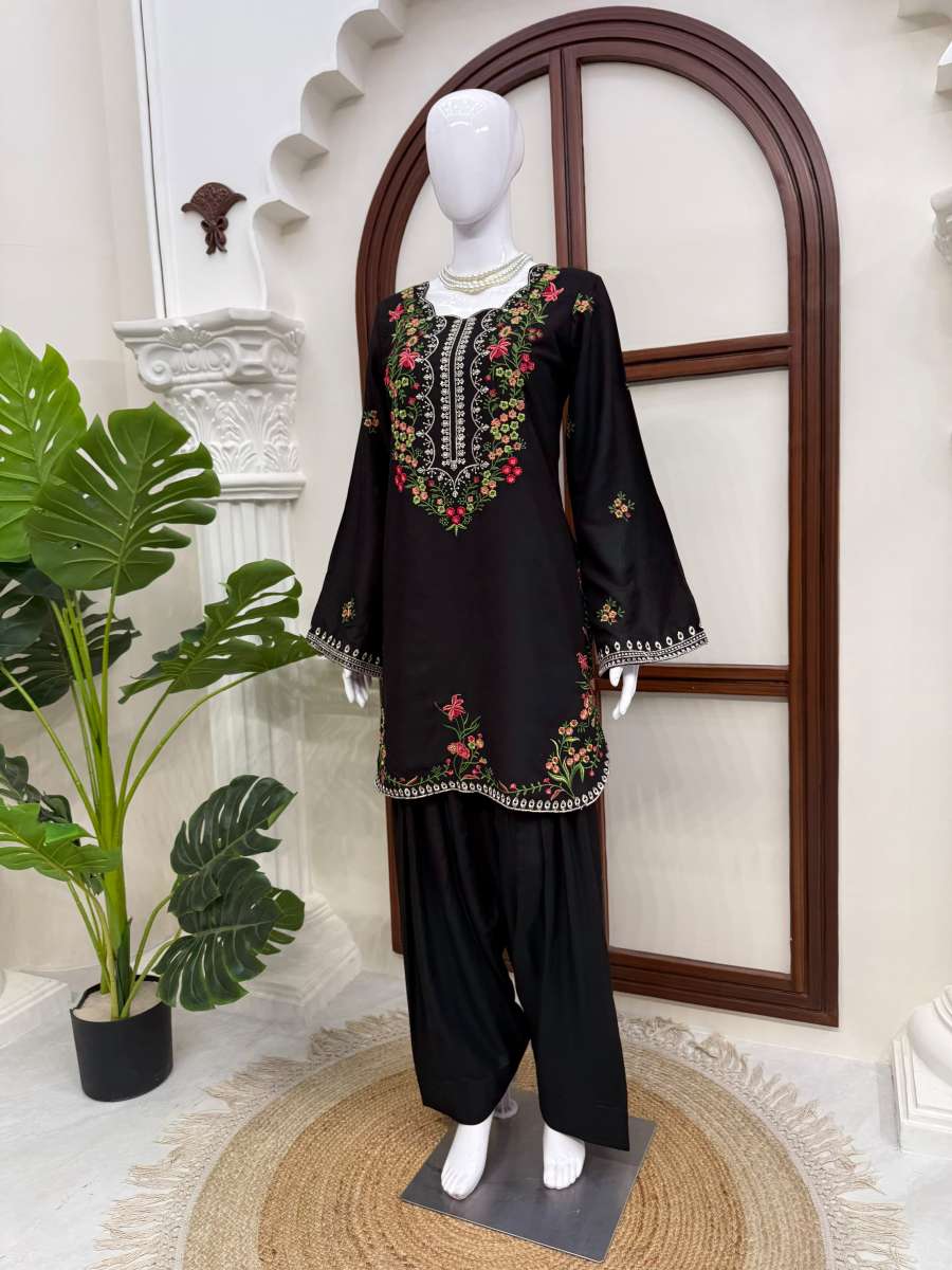 MODERN RAYON THREAD WORK CO-ORD SET OFFICE WEAR WHOLESALE PRICE ETHNIC GARMENT (5)