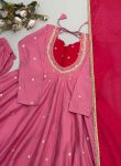 MODERN ROMAN SILK EMBROIDERY SEQUENCE WITH REAL MIRROR WORK GOWN BOTTOM WITH DUPATTA CASUAL WEAR WHOLESALE PRICE ETHNIC GARMENT (2)