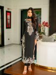 MODERN SATIN RAYON EMBROIDERY WORK WITH CUTWORK  TOP BOTTOM WITH DUPATTA BLACK