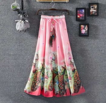 MODERN SILK DIGITAL PRINT SKIRT BABY PINK