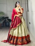 MODERN SILK ZARI WEAVING AND KALAMKARI WEAVING LEHENGA CHOLI WITH DUPATTA FESTIVAL WEAR WHOLESALE PRICE ETHNIC GARMENT (3)
