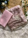 MODERN SOFT ZIMMY CHOO SILK EMBROIDERY SEQUENCES AND THREAD WORK SAREE WITH UNSTITCHED BLOUSE BABY PINK
