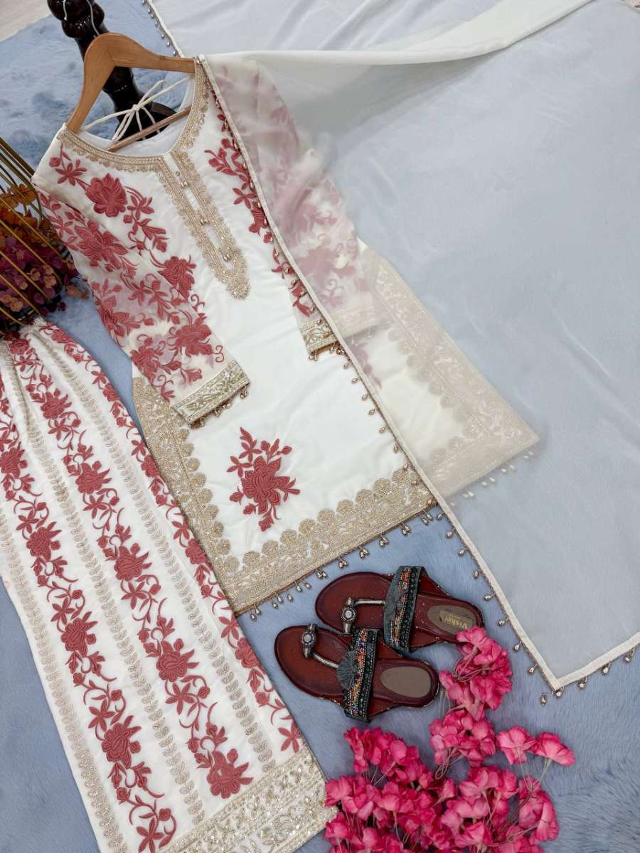 MODERN STAR GEORGETTE EMBROIDERY SEQUENCE WORK TOP PALAZZO WITH DUPATTA FESTIVE WEAR WHOLESALE PRICE ETHNIC GARMENT (13)