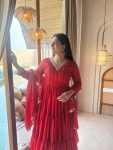 MOST PICKED BROCADE FABRIC PLAIN WORK ANARKALI DRESS BOTTOM WITH DUPATTA FESTIVAL WEAR WHOLESALE PRICE ETHNIC GARMENT (7)