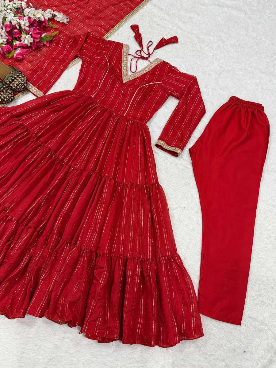 MOST PICKED BROCADE FABRIC PLAIN WORK ANARKALI DRESS BOTTOM WITH DUPATTA FESTIVAL WEAR WHOLESALE PRICE ETHNIC GARMENT (23)