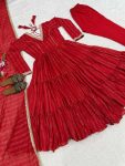 MOST PICKED BROCADE FABRIC PLAIN WORK ANARKALI DRESS BOTTOM WITH DUPATTA FESTIVAL WEAR WHOLESALE PRICE ETHNIC GARMENT (7)