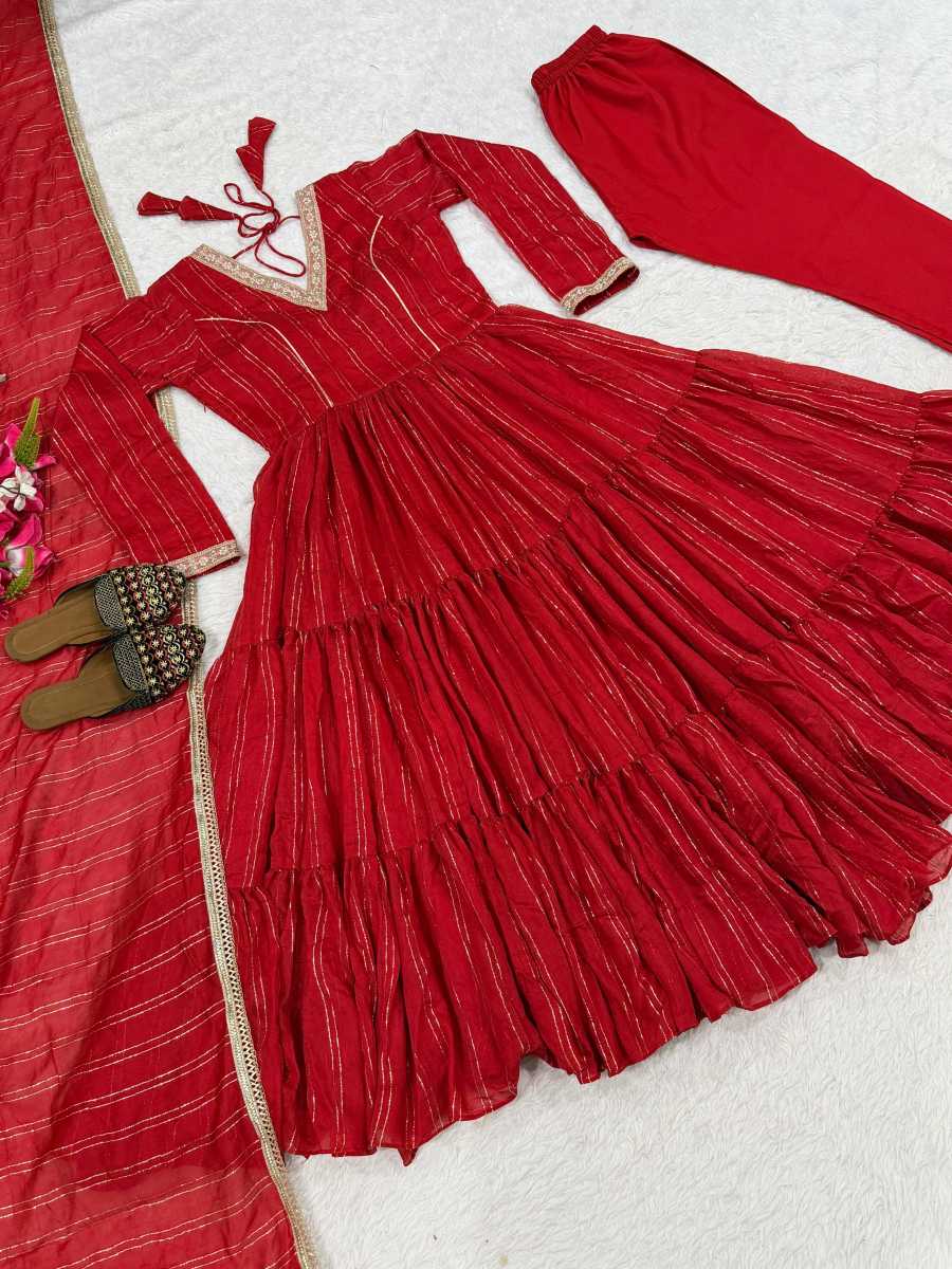 MOST PICKED BROCADE FABRIC PLAIN WORK ANARKALI DRESS BOTTOM WITH DUPATTA FESTIVAL WEAR WHOLESALE PRICE ETHNIC GARMENT (24)