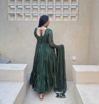 MOST PICKED BROCADE FABRIC PLAIN WORK ANARKALI DRESS BOTTOM WITH DUPATTA FESTIVAL WEAR WHOLESALE PRICE ETHNIC GARMENT (27)