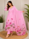 MOST PICKED CHINON HAND WORK TOP BOTTOM WITH DUPATTA DAILY WEAR WHOLESALE PRICE ETHNIC GARMENT (8)