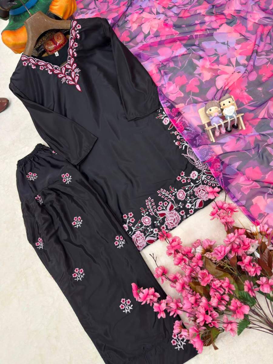 MOST PICKED FRENCH CREPE THREAD EMBROIDERY WORK TOP PATIYALA WITH DUPATTA FESTIVE WEAR WHOLESALE PRICE ETHNIC GARMENT (15)