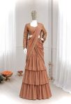 MOST PICKED GEORGETTE THREAD WITH SEQUNCE WORK READY TO WEAR LEHENGA SAREE WITH UNSTITCHED BLOUSE PARTY WEAR WHOLESALE PRICE ETHNIC GARMENT (1)