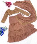 MOST PICKED GEORGETTE THREAD WITH SEQUNCE WORK READY TO WEAR LEHENGA SAREE WITH UNSTITCHED BLOUSE PARTY WEAR WHOLESALE PRICE ETHNIC GARMENT (1)