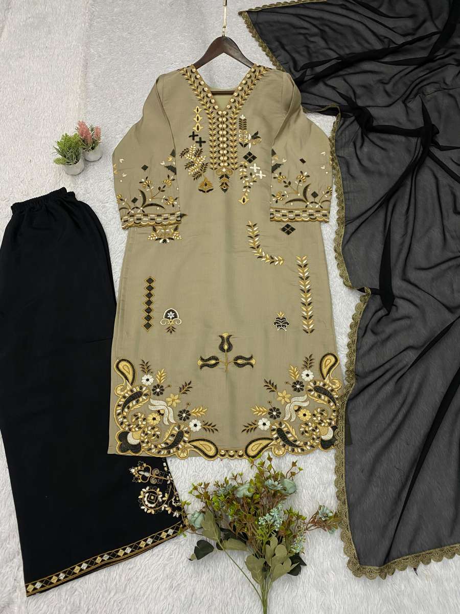 MOST PICKED ROMAN EMBROIDERY WORK TOP PALAZZO WITH DUPATTA CASUAL WEAR WHOLESALE PRICE ETHNIC GARMENT (7)