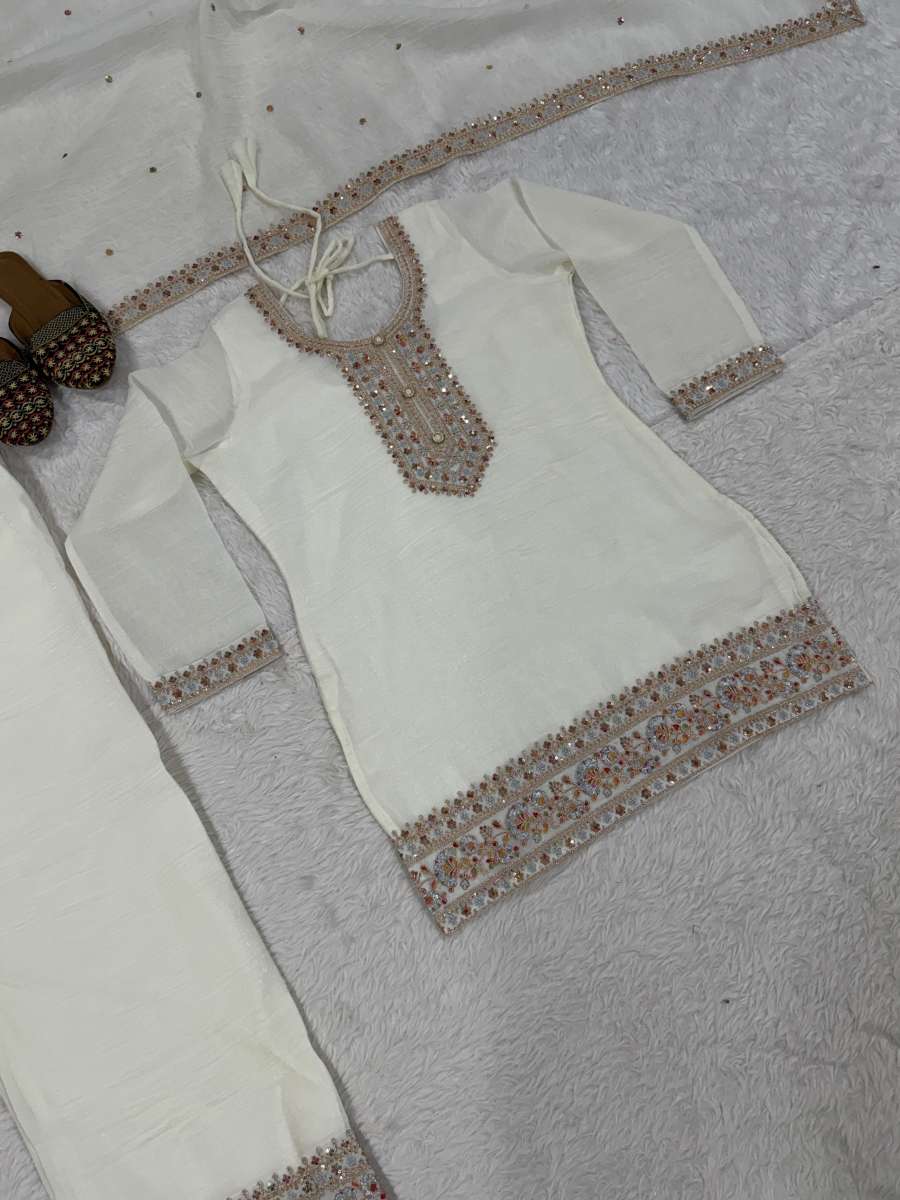 NEW ARRIVAL CRUNCHY SILK EMBROIDERY WORK TOP PALAZZO WITH DUPATTA FORMAL WEAR WHOLESALE PRICE ETHNIC GARMENT (11)