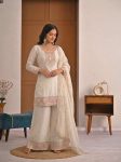 NEW ARRIVAL CRUNCHY SILK EMBROIDERY WORK TOP PALAZZO WITH DUPATTA FORMAL WEAR WHOLESALE PRICE ETHNIC GARMENT (2)